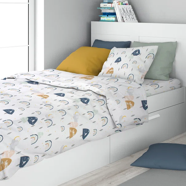 Παπλωματοθήκη Μονή (160x240) Dimcol Rainbow 574 White - Blue
