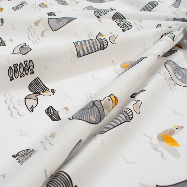 Σεντόνι Κούνιας Με Λάστιχο (70x140+15) Dimcol Seabirds 578 White - Grey