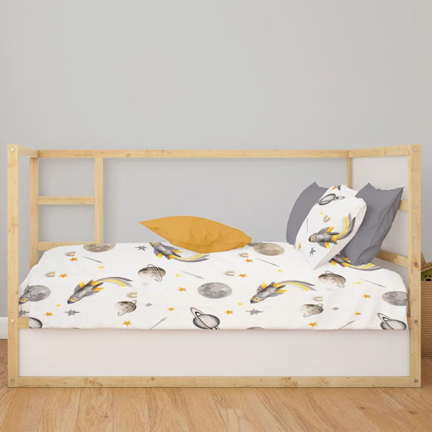 Σεντόνι Λίκνου (80x110) Dimcol Space Mission 183 White - Grey
