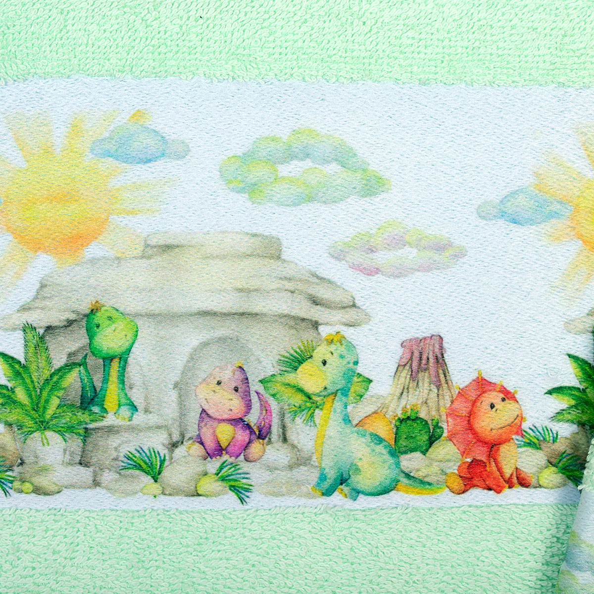 Παιδικές Πετσέτες (Σετ 2Τμχ) Dimcol Dinosaurs 313 Mint Βρεφικά Προίκα Μωρού - Βρεφικές Spitishop