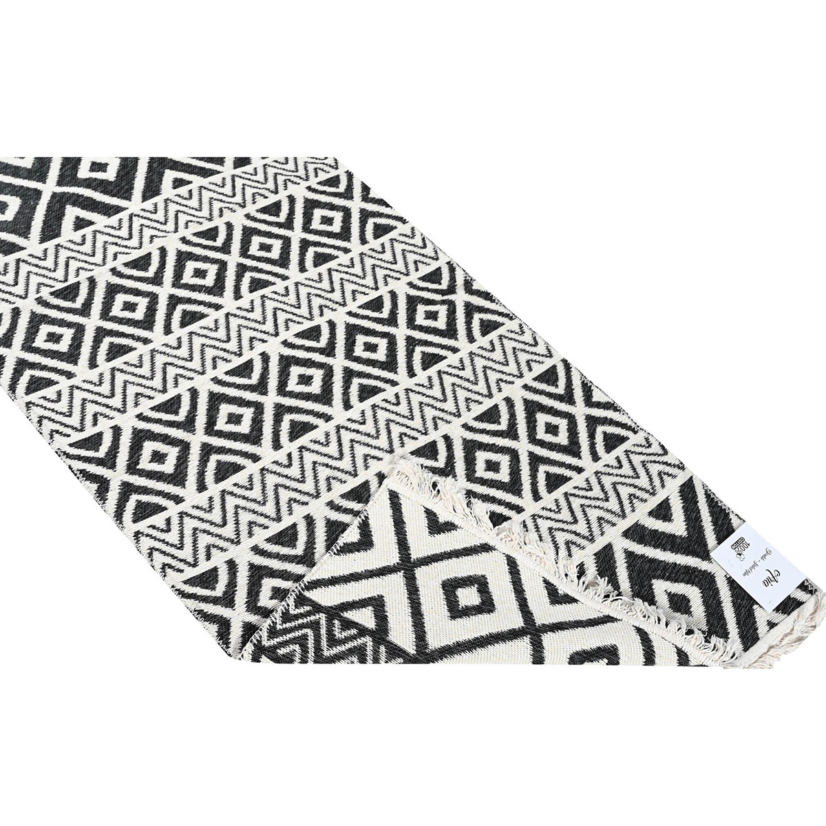 Χαλί Διαδρόμου 2 Όψεων (80X150) Polcarpet Aria Artkilim 23500 Black Χαλιά Βαμβακερά Spitishop