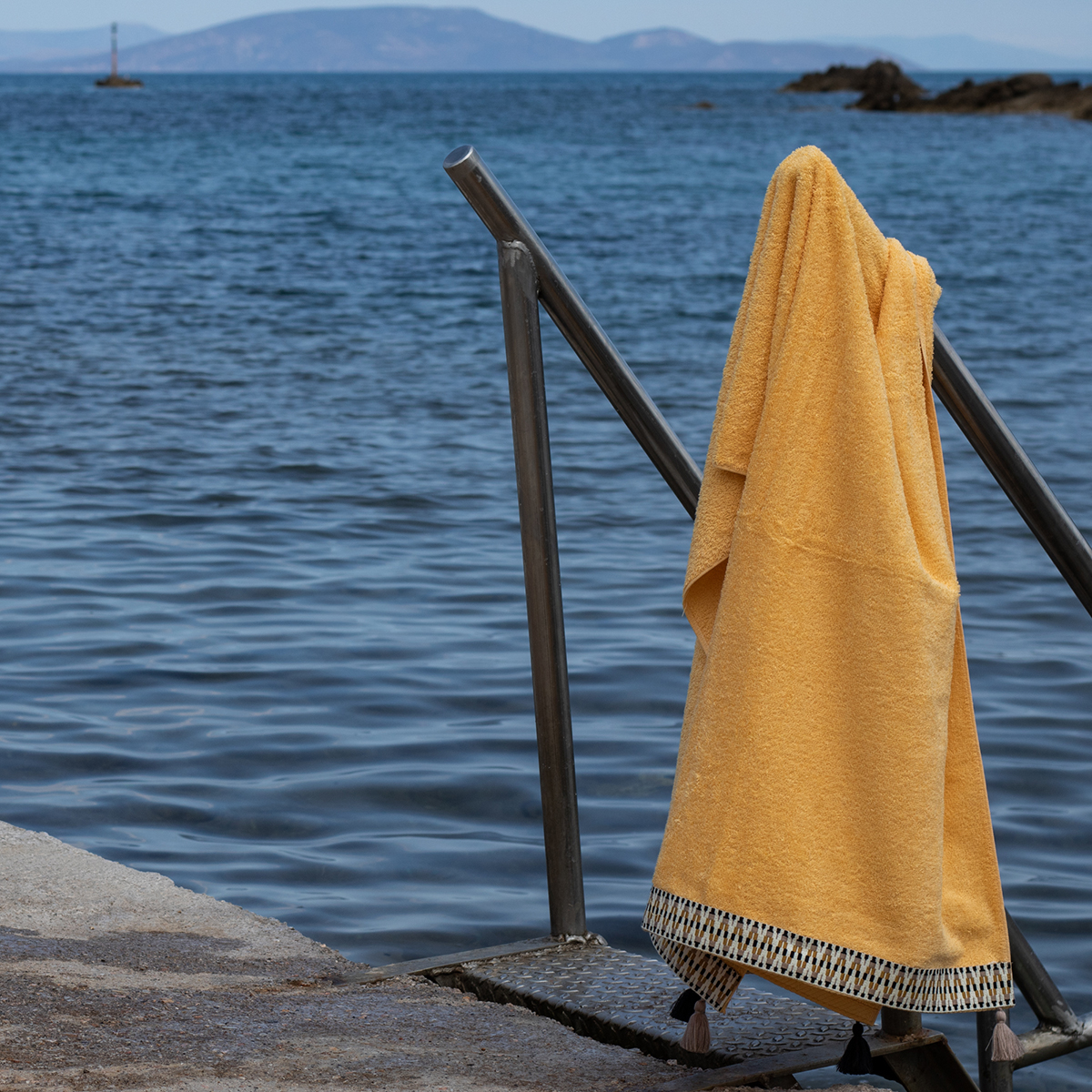 Πετσέτα Θαλάσσης (80X160) White Fabric Sundara Yellow Πετσέτες Ενηλίκων Ανδρικές Spitishop