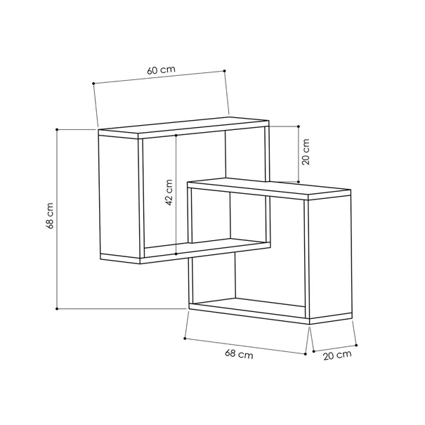 Γωνιακή Ραφιέρα Τοίχου 2 Θέσεων (68x60x68) A-G Ring 776HMS1720 Sonoma Oak