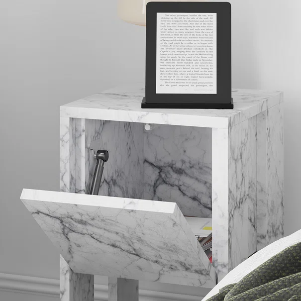 Κομοδίνο Με Ντουλάπι & Ράφι (30x30x55) A-G Ema 776HMS3439 Marble
