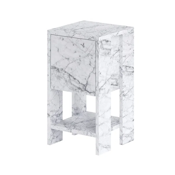 Κομοδίνο Με Ντουλάπι & Ράφι (30x30x55) A-G Ema 776HMS3439 Marble
