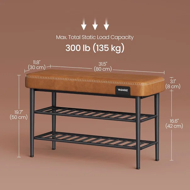 Παγκάκι Εισόδου - Παπουτσοθήκη 6 Θέσεων (80x30x50) Vasagle LSB054KN01