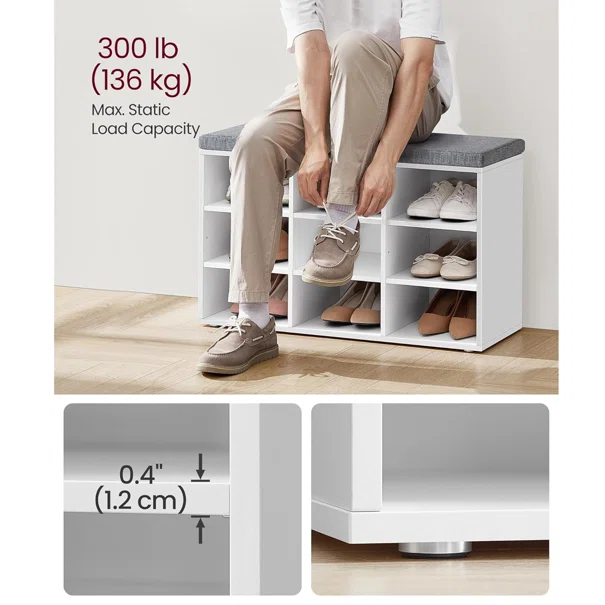Παγκάκι Εισόδου Με Αποθηκευτικό Χώρο (78.5x30.3x48) Vasagle LHS009W14