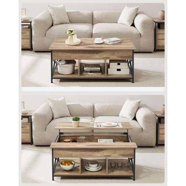Τραπέζι Σαλονιού Με Σερβιτόρο & 3 Ράφια (120x60x48) Vasagle LCT215K50