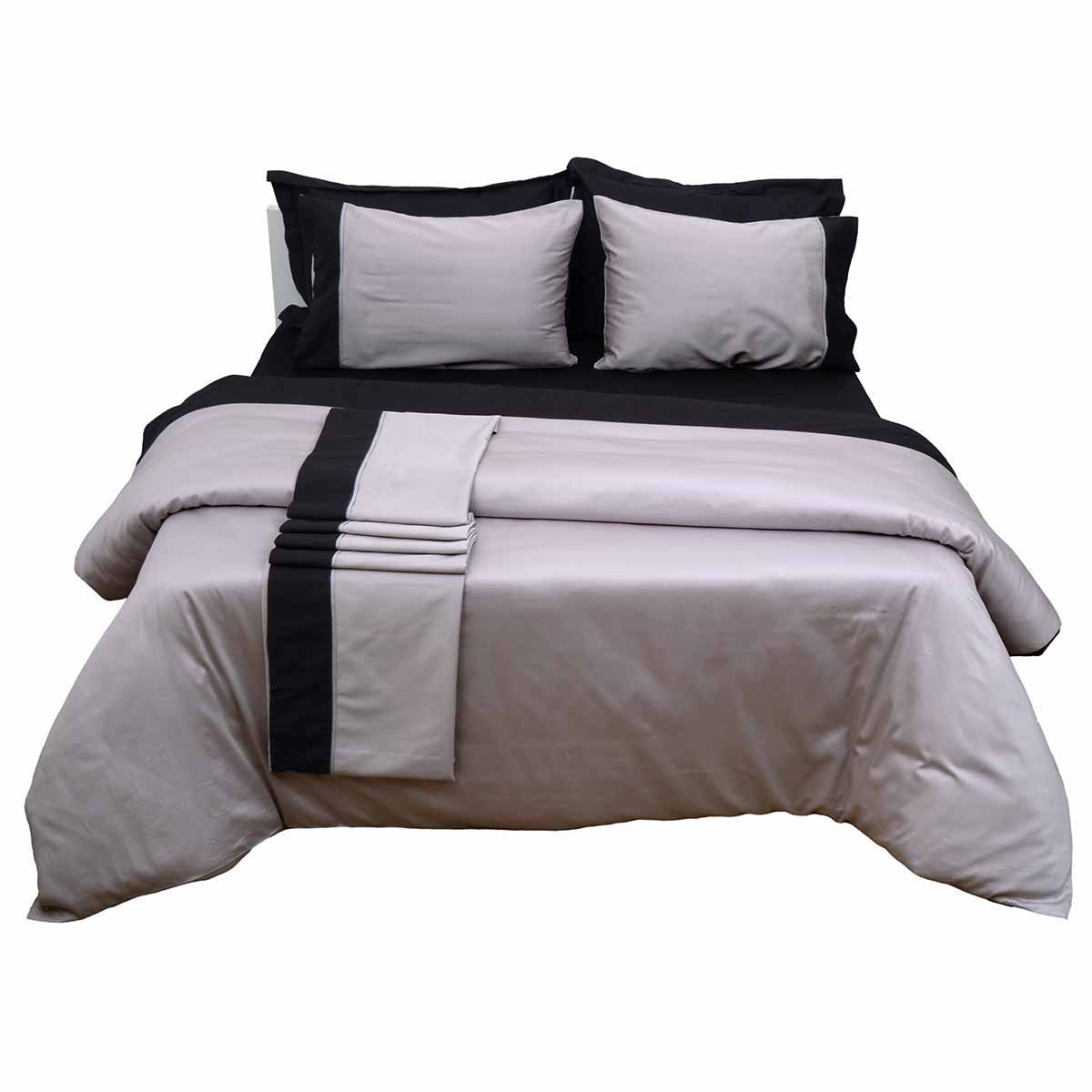 Σεντόνια Υπέρδιπλα (Σετ) Anna Riska Luxury Bicolour Grey/Black