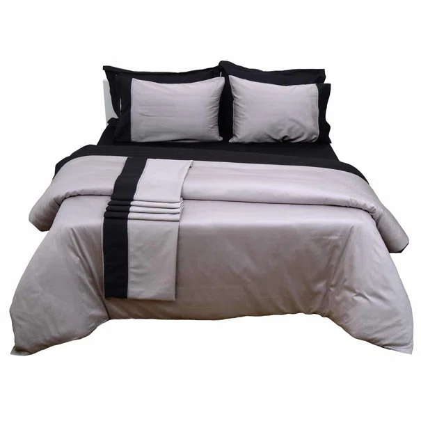 Σεντόνια Υπέρδιπλα (Σετ) Anna Riska Luxury Bicolour Grey/Black