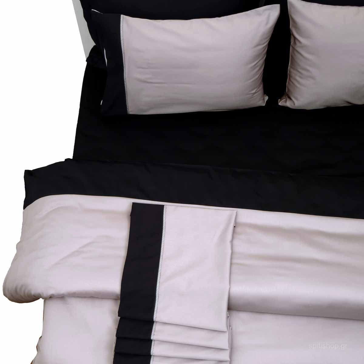 Σεντόνια Υπέρδιπλα (Σετ) Anna Riska Luxury Bicolour Grey/Black