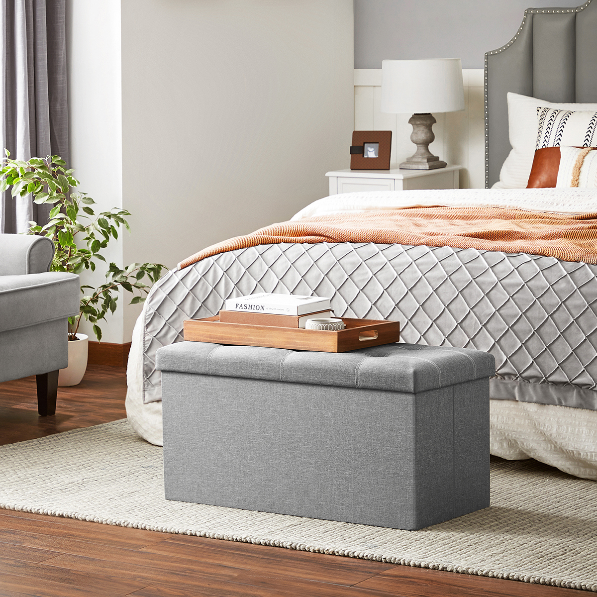 Ταμπουρέ με Αποθηκευτικό Χώρο (76X38X38) Songmics Lsf001G02 Έπιπλα Σκαμπό Κρεβατοκάμαρας Spitishop