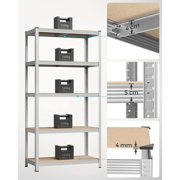 Μεταλλική Ραφιέρα Δαπέδου 5 Θέσεων (100x50x200) Songmics GLR050E01