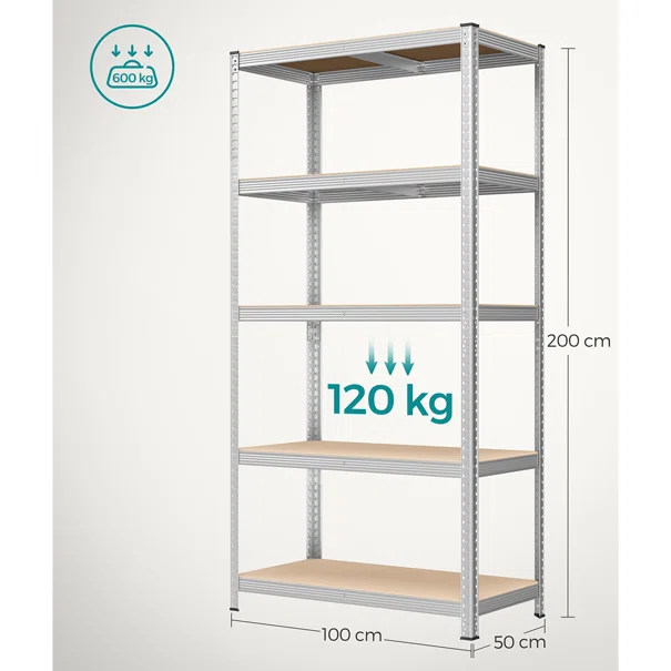 Μεταλλική Ραφιέρα Δαπέδου 5 Θέσεων (100x50x200) Songmics GLR050E01