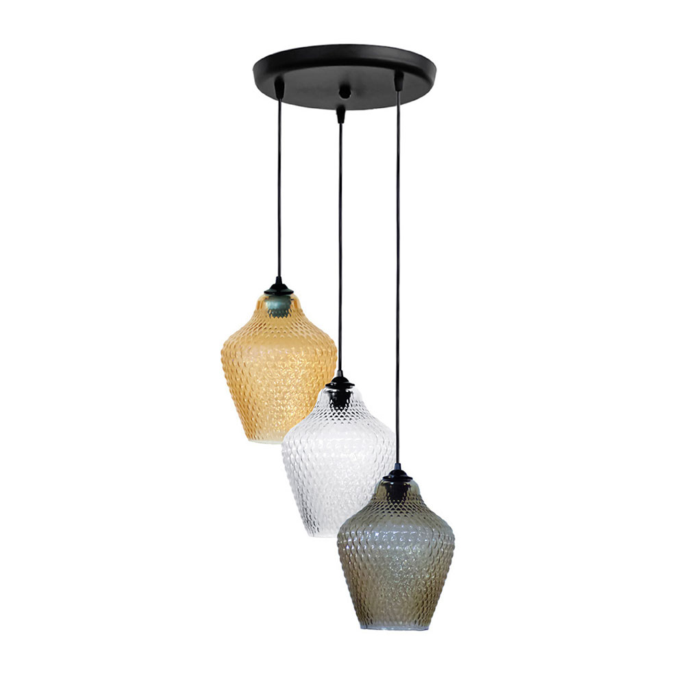 Φωτιστικό Οροφής Τρίφωτο Heronia Pine Black/Tricolor 02-0443