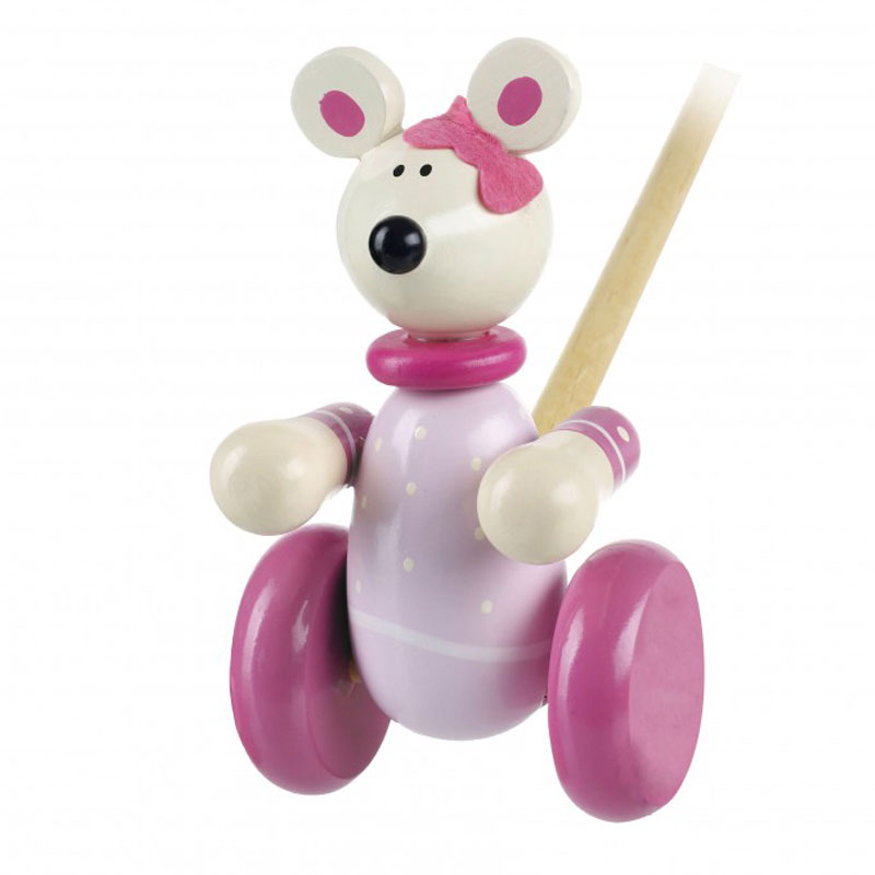 Ξύλινο Παιχνίδι Τρεχαλίτσα Orange Tree Toys Pink Mouse 60-02333 Παιχνίδια Βρεφικά για Μωρά 12 - 18 Μηνών Spitishop