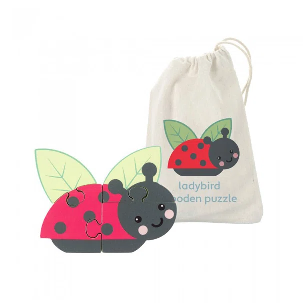 Ξύλινο Παζλ Με 4 Κομμάτια Orange Tree Toys Ladybug 60-06296
