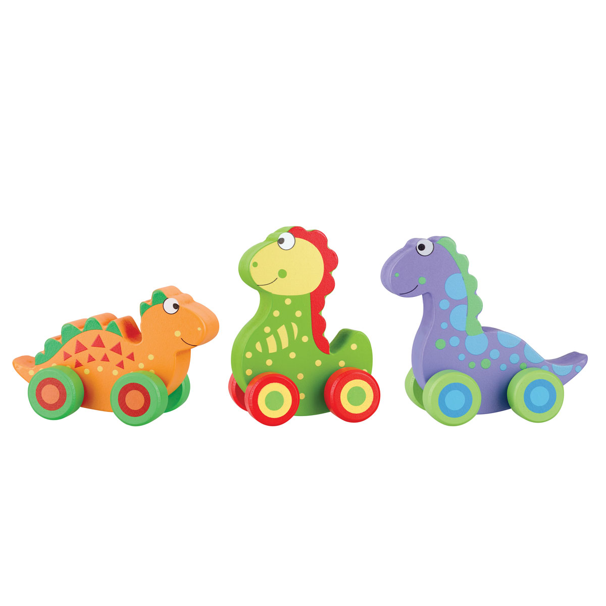 Ξύλινο Παιχνίδι Τρεχαλίτσα (Σετ 3Τμχ) Orange Tree Toys Dinosaurs 60-07403 Παιχνίδια Βρεφικά για Μωρά 12 - 18 Μηνών Spitishop