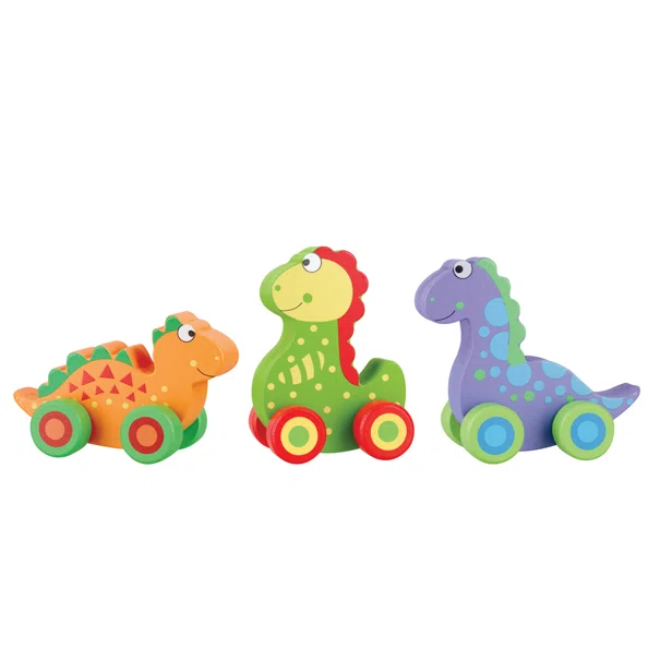Ξύλινο Παιχνίδι Τρεχαλίτσα (Σετ 3τμχ) Orange Tree Toys Dinosaurs 60-07403