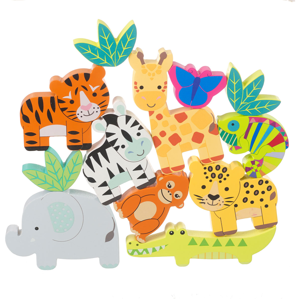Ξύλινο Παιχνίδι Στοίβαξης (Σετ 12Τμχ) Orange Tree Toys Jungle 60-12896 Παιχνίδια Βρεφικά για Μωρά 12 - 18 Μηνών Spitishop