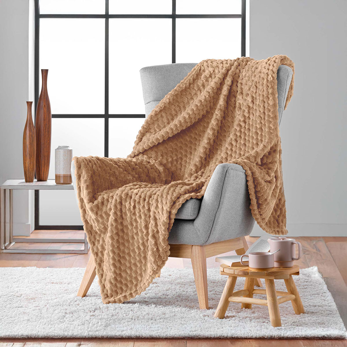 Κουβέρτα Καναπέ Fleece (125x150) L-C Mini Frosty Camel 1612816