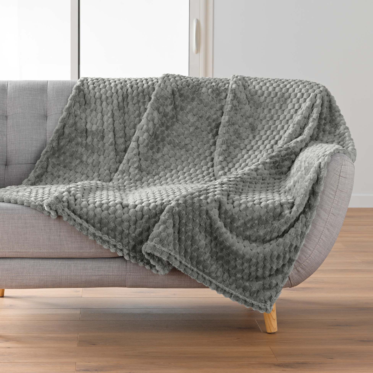 Κουβέρτα Καναπέ Fleece (125x150) L-C Mini Frosty Gris 1612811