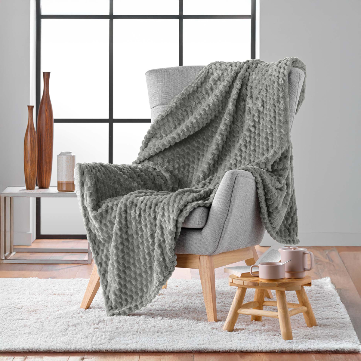 Κουβέρτα Καναπέ Fleece (125x150) L-C Mini Frosty Gris 1612811