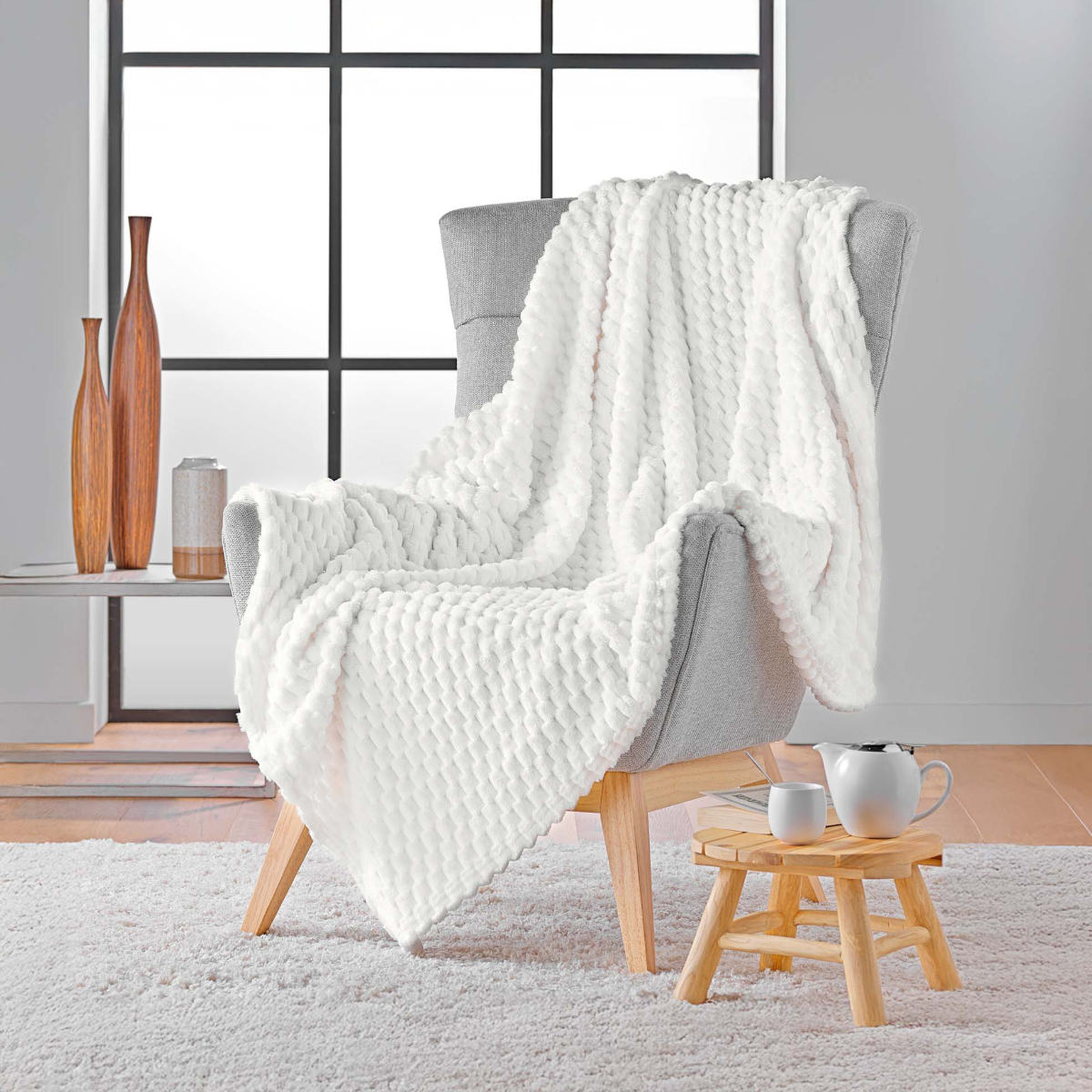 Κουβέρτα Καναπέ Fleece (125x150) L-C Mini Frosty Naturel 1612814