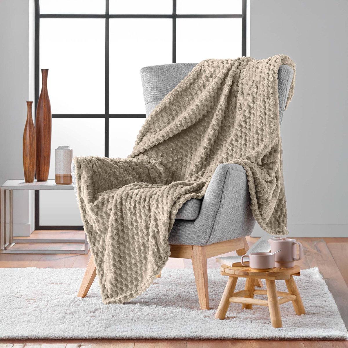 Κουβέρτα Καναπέ Fleece (125x150) L-C Mini Frosty Taupe 1612812