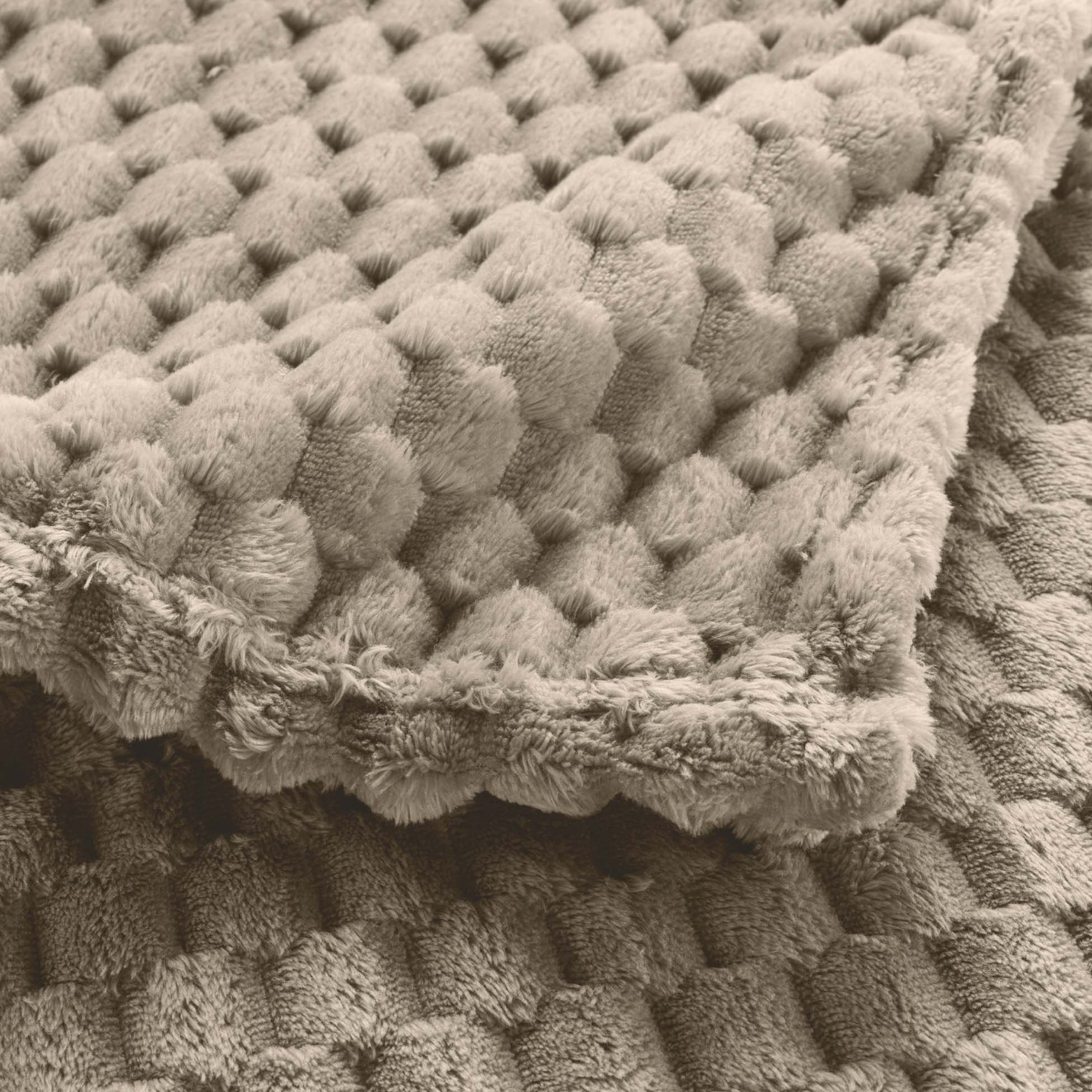 Κουβέρτα Καναπέ Fleece (125X150) L-C Mini Frosty Taupe 1612812 Λευκά Είδη Σαλονιού Κουβέρτες Spitishop