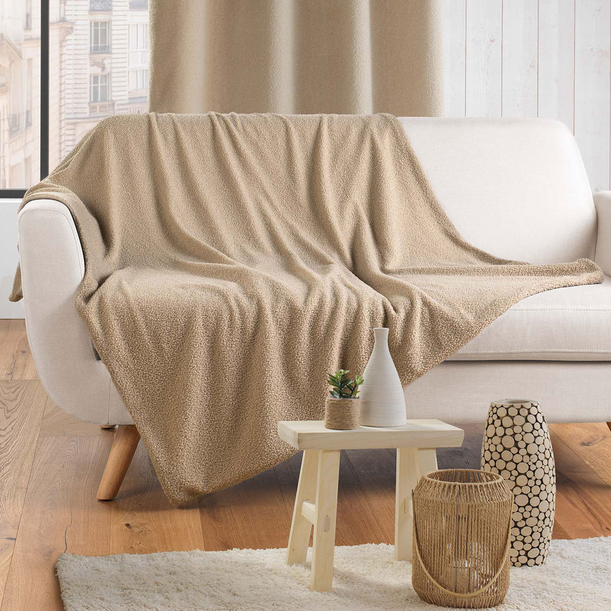 Κουβέρτα Καναπέ Μπουκλέ (125x150) L-C Wooly Beige 1612090