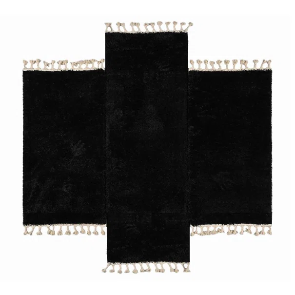 Χαλιά Κρεβατοκάμαρας (Σετ 3τμχ) Polcarpet Silky Shaggy Black