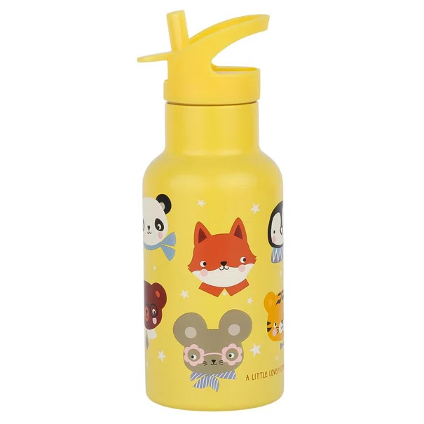 Παγούρι - Θερμός 350ml Με Καλαμάκι Α Little Lovely Company Animal Friends DBSSAF87