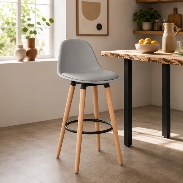 Σκαμπό Μπαρ Με Πλάτη (39.5x43x91.5) A-S Maxon Grey 157165A
