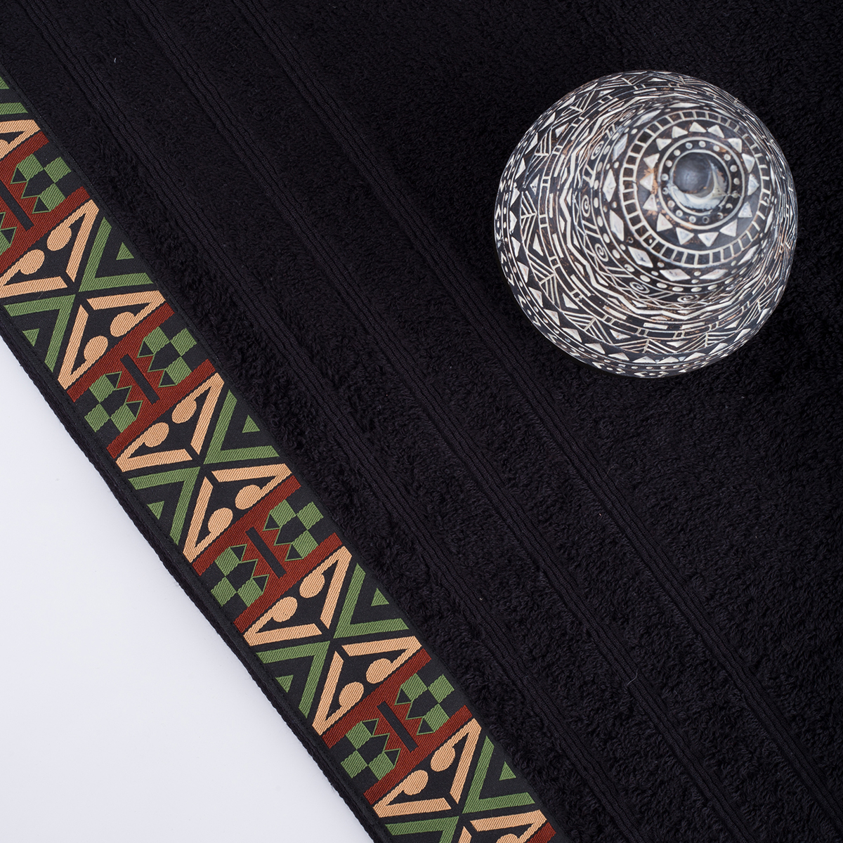 Πετσέτες Μπάνιου (Σετ 3Τμχ) White Fabric Perrin Black 500Gsm Λευκά Είδη Σετ Spitishop