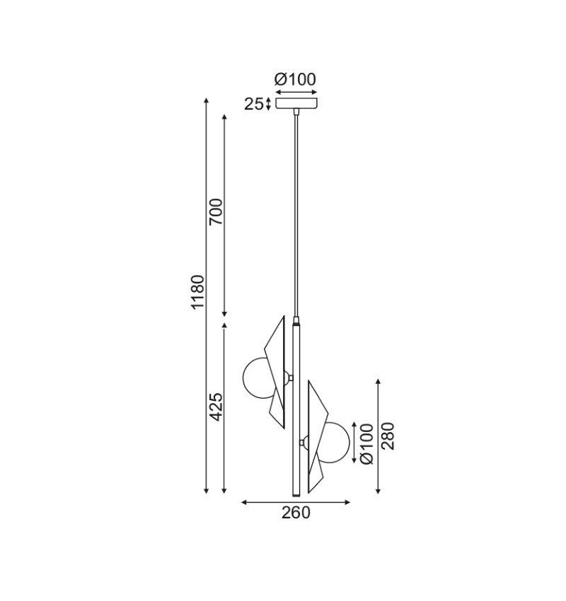 Φωτιστικό Οροφής Δίφωτο Aca Polygon Hl42592P25Bg Φωτιστικά Μοντέρνα Spitishop