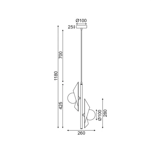 Φωτιστικό Οροφής Δίφωτο Aca Polygon HL42592P25BG