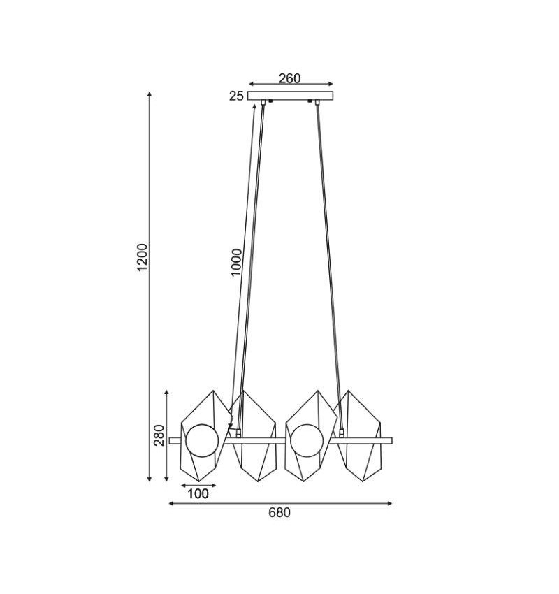 Φωτιστικό Οροφής Πολύφωτο Aca Polygon Hl42594P68Bg Φωτιστικά Κρεμαστά Τραπεζαρίας Spitishop