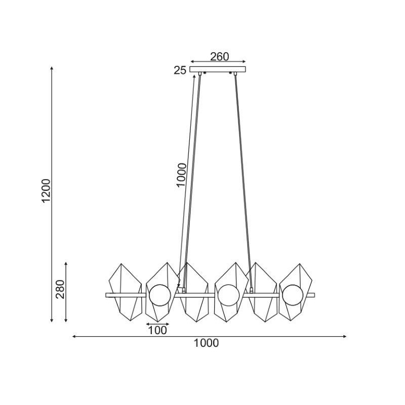 Φωτιστικό Οροφής Πολύφωτο Aca Polygon Hl42596P100Bg Φωτιστικά Κρεμαστά Τραπεζαρίας Spitishop