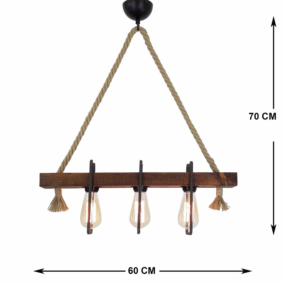 Φωτιστικό Οροφής Τρίφωτο A-G Demir 806Ald1478 Walnut Φωτιστικά Κρεμαστά Spitishop