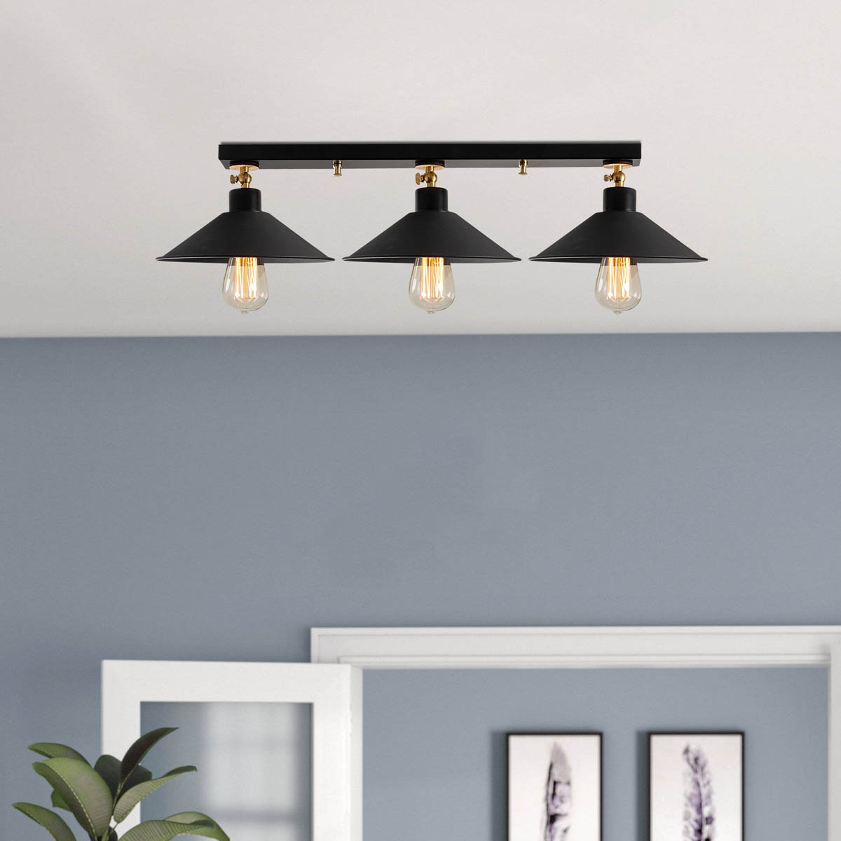 Φωτιστικό Οροφής Τρίφωτο A-G Berceste 525NOR1302 Black