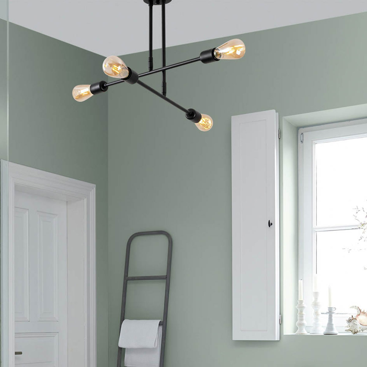 Φωτιστικό Οροφής Πολύφωτο A-G Flower 521SHN3431 Black