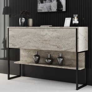 Κονσόλα Εισόδου (120x30x80) A-G Luxe 618BLY1410 Travertine/Black