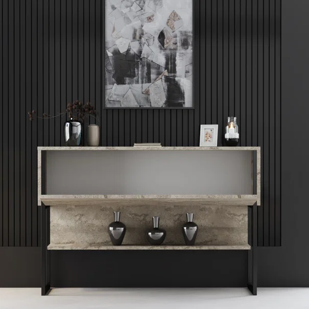 Κονσόλα Εισόδου (120x30x80) A-G Luxe 618BLY1410 Travertine/Black