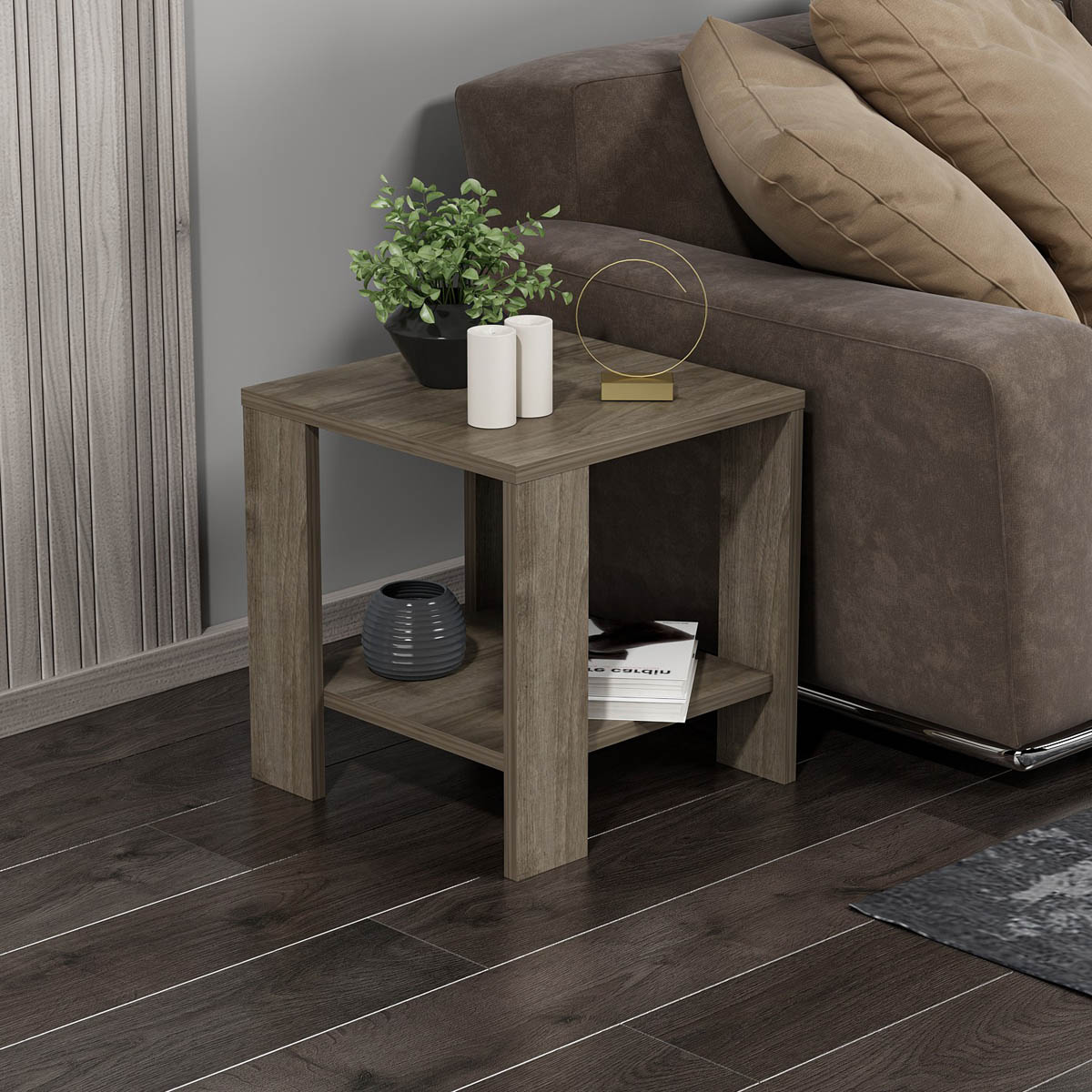 Βοηθητικό Τραπεζάκι (40x40x42) A-G Midi Yan 362ANT1108 Walnut