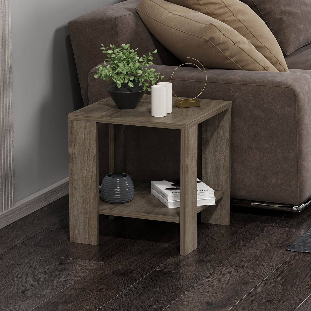 Βοηθητικό Τραπεζάκι (40x40x42) A-G Midi Yan 362ANT1108 Walnut
