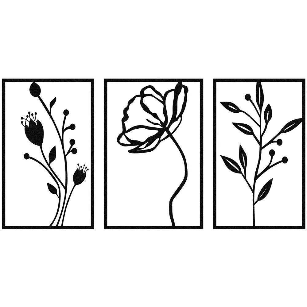 Διακοσμητικό Τοίχου (Σετ 3Τμχ) A-G Flowers 279Enz1241 Διακόσμηση Διακοσμητικά Μεταλλικά Spitishop