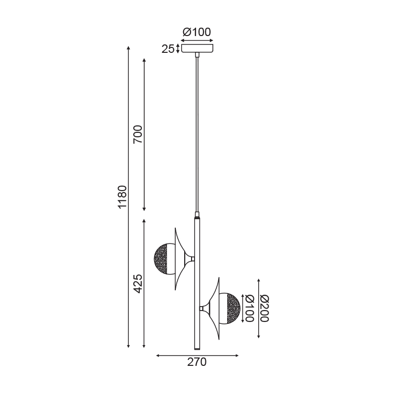 Φωτιστικό Οροφής Δίφωτο Aca Hydra Hl4302P27Bc Copper Φωτιστικά Κρεμαστά Spitishop