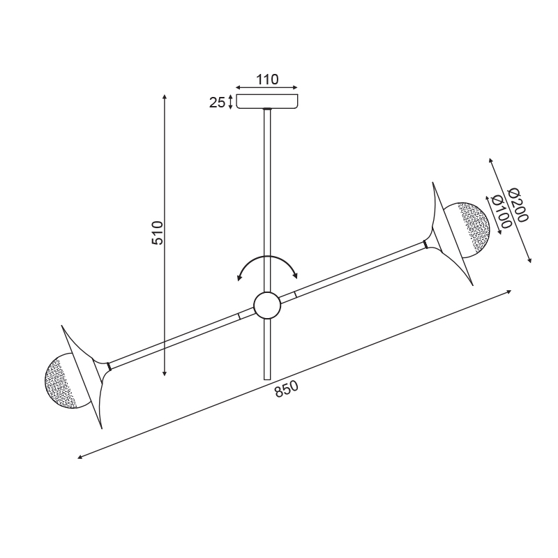 Φωτιστικό Οροφής Δίφωτο Aca Layla Hl4322C84Bb Brass Φωτιστικά Κρεμαστά Spitishop