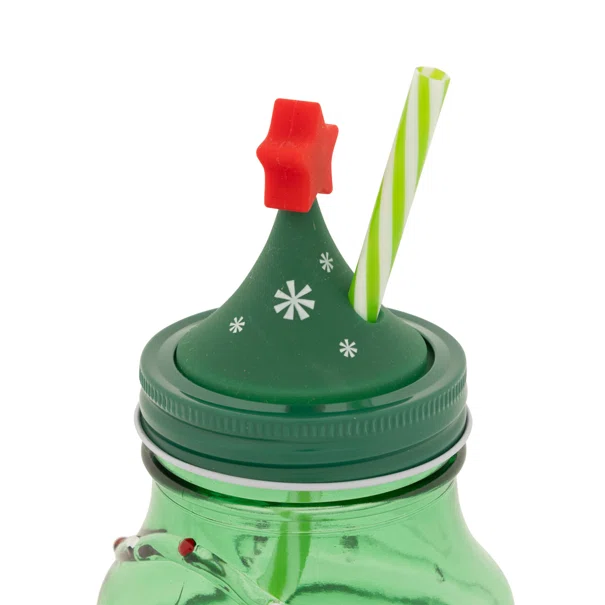 Χριστουγεννιάτικο Ποτήρι Με Καλαμάκι 500ml A-S Xmas Tree Green 208690